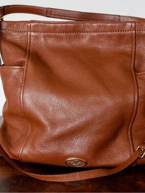 Coach Brown Pebbled Leather Hobo Shoulder Crossbody with Gold-Tone Logo